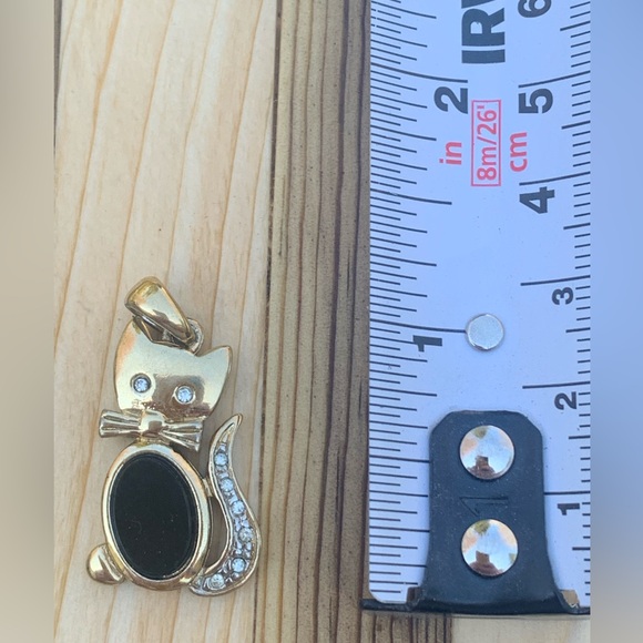 Vintage Cat Pendant with Rhinestones - Picture 3 of 3